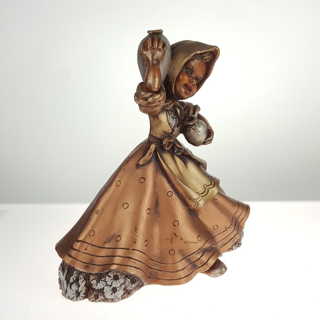 [458164904] Niederrheinische Wachskunst Wachs Figur Handarbeit Mädchen mit Krüge H 17,2 cm Bild 2