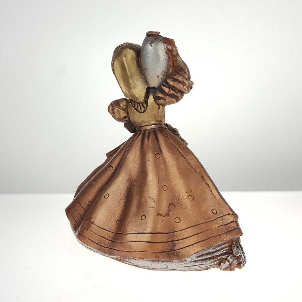 [458164904] Niederrheinische Wachskunst Wachs Figur Handarbeit Mädchen mit Krüge H 17,2 cm Bild 3
