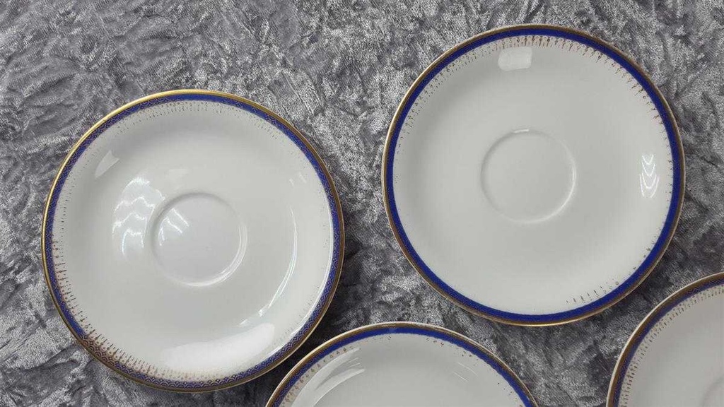 [2119195] 6er Set Untertasse für Kaffee 15 cm Seltmann Weiden Vohenstrauß Form 6397 Kobaltblau Gold Blau gebraucht - akzeptabel Bild 3