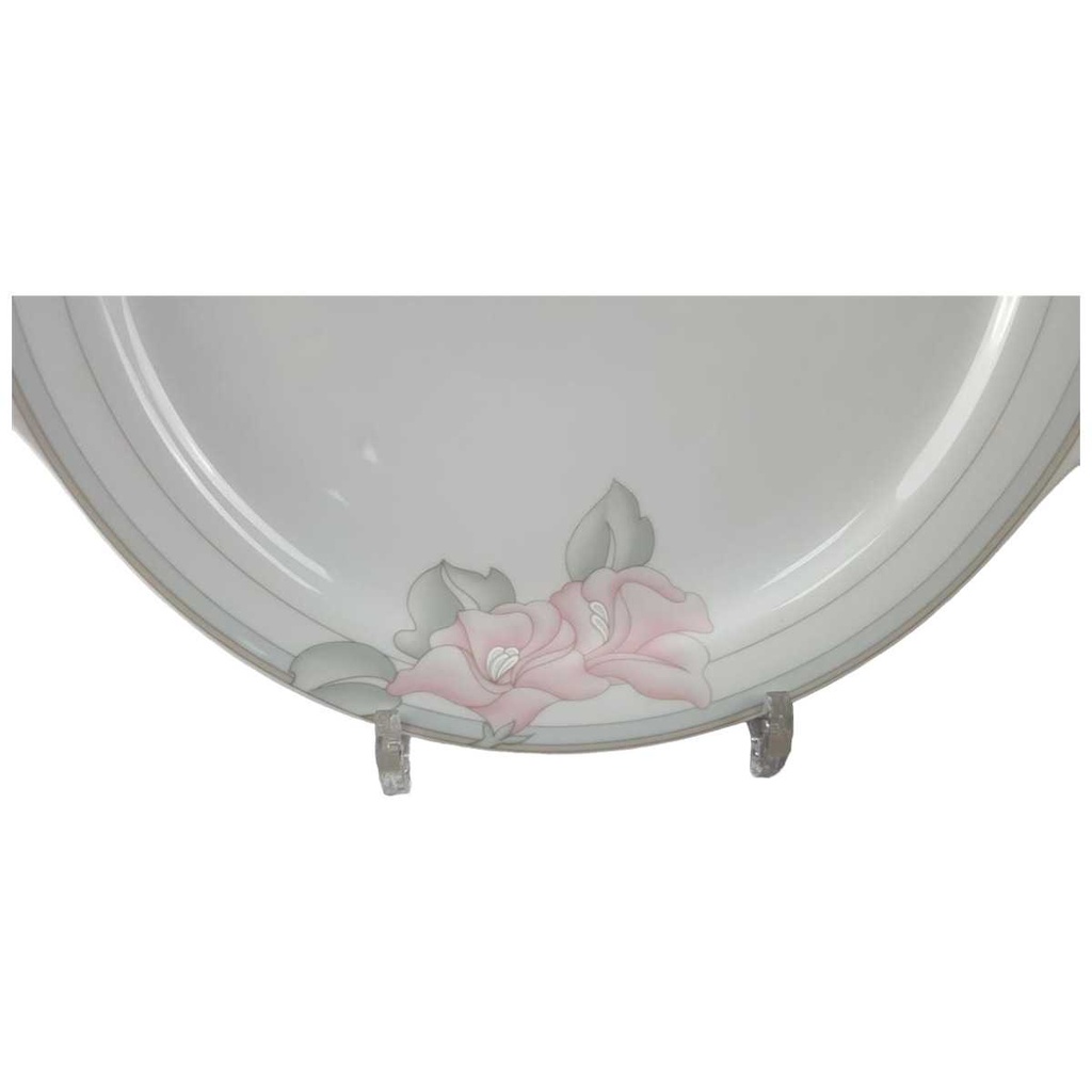 [45816521] Dessertteller Kuchenplatte mit Henkeln Tortenplatte Tortenständer Eschenbach Valencia 1495 rosa Blumen gebraucht - gut Bild 2