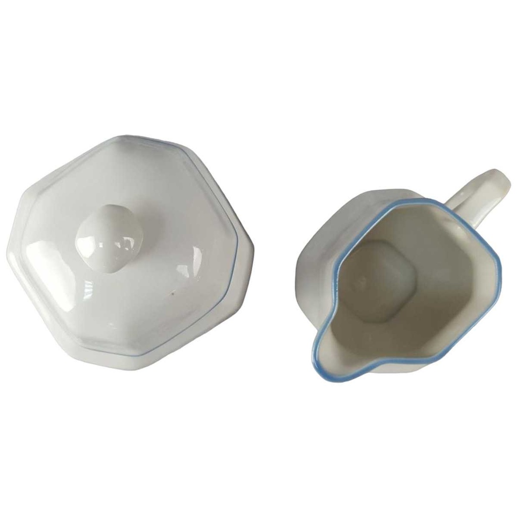 [45816529] Zuckerdose Milchkännchen und Milch & Zucker Set Burg Lindau Blaue Linie Blau gebraucht - gut Bild 2