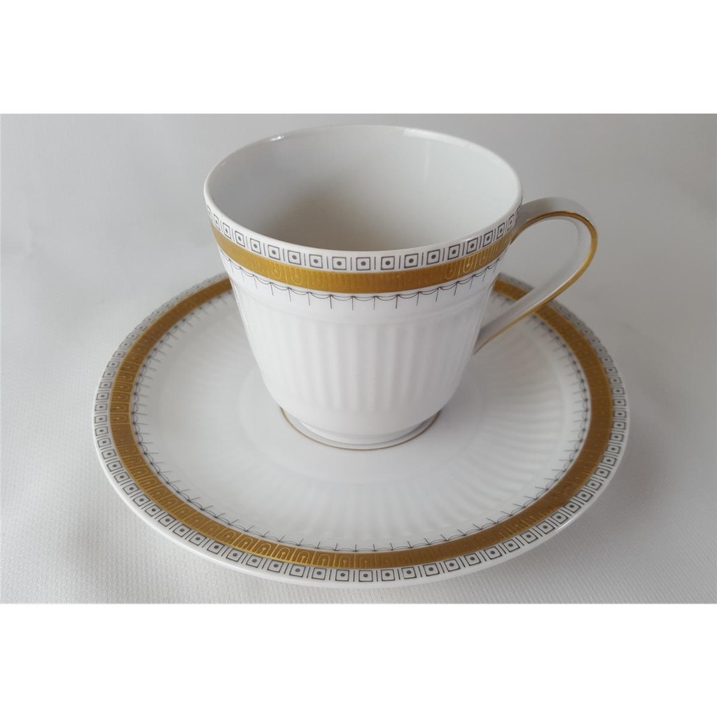 [45816538] Kaffeetasse mit Untertasse Tasse Seltmann Weiden Vohenstrauß Grau Gold Dekor Bild 2