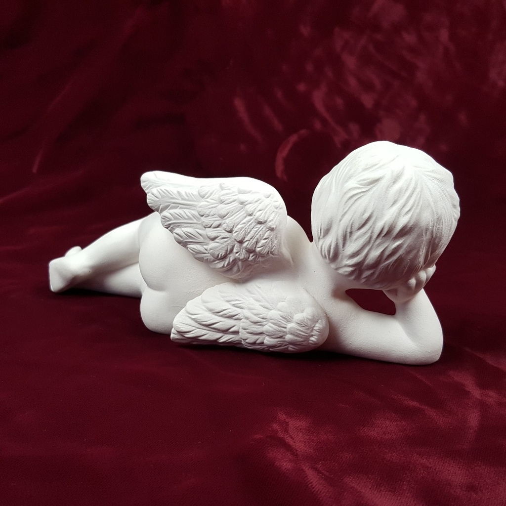 [458166029] Figur Skulptur Engel liegend Porzellan matt weiß H 9 cm Bild 3
