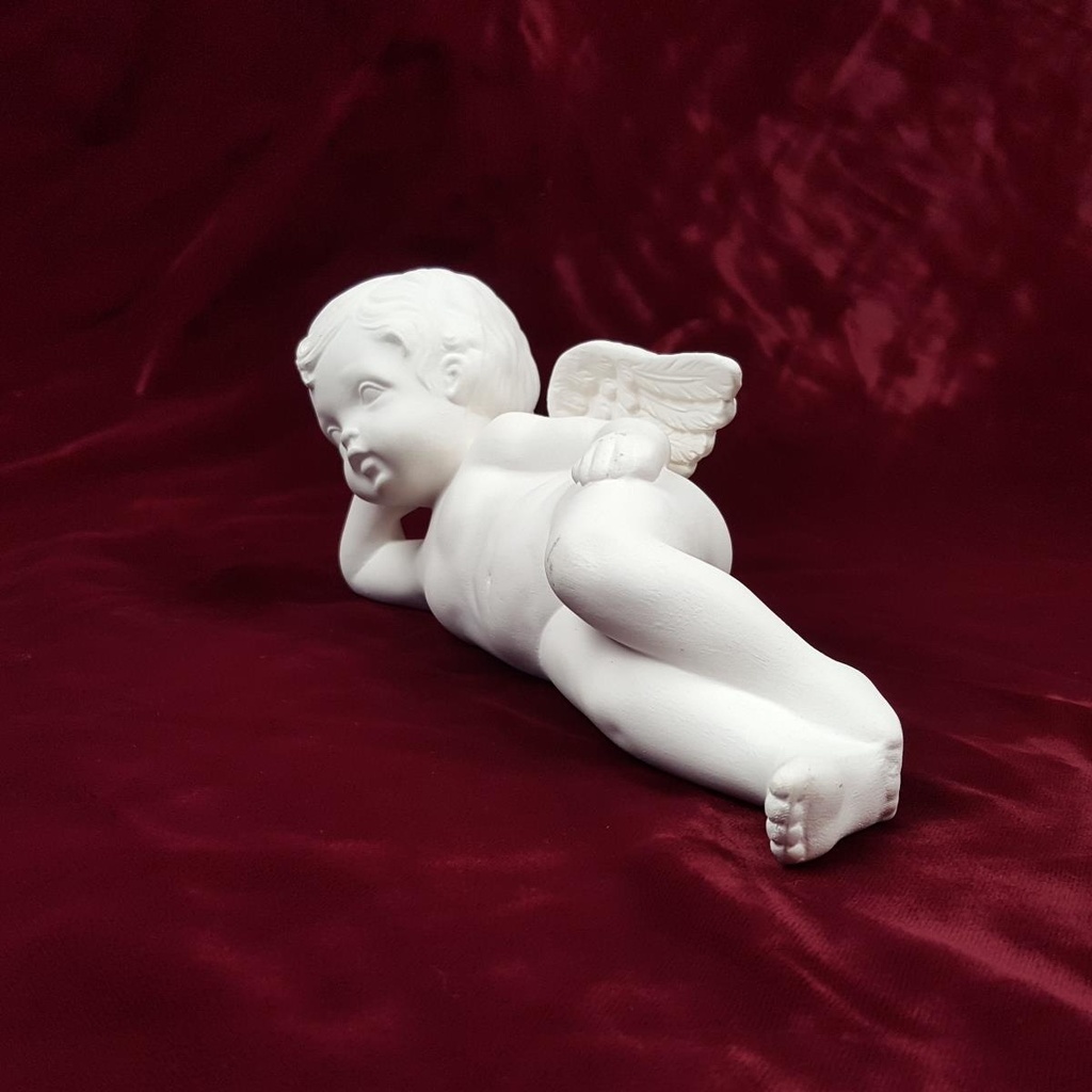 [458166029] Figur Skulptur Engel liegend Porzellan matt weiß H 9 cm Bild 5