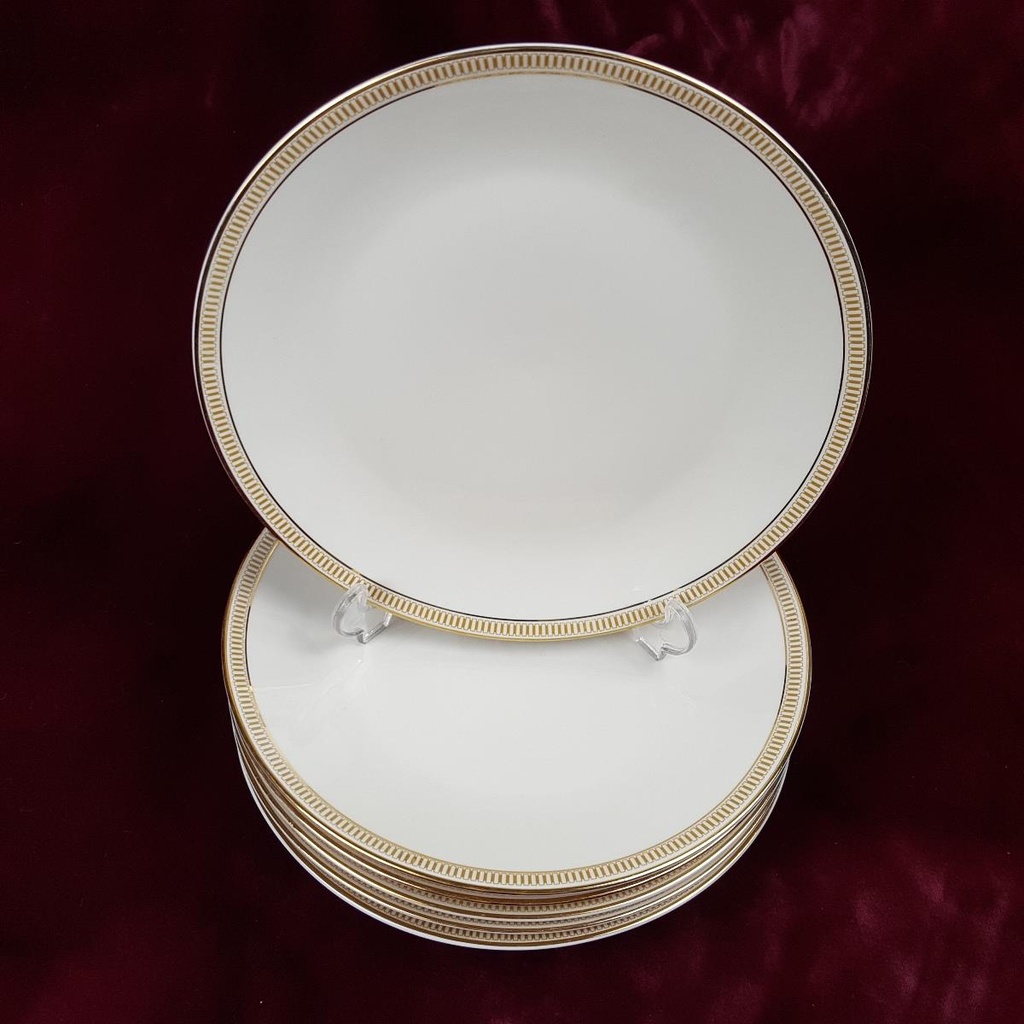 [2119205] 6er Set Kuchenteller Dessertteller Goldrand 19,7 cm Hutschenreuther Golddekor Elfenbein Beige gebraucht - gut Bild 2