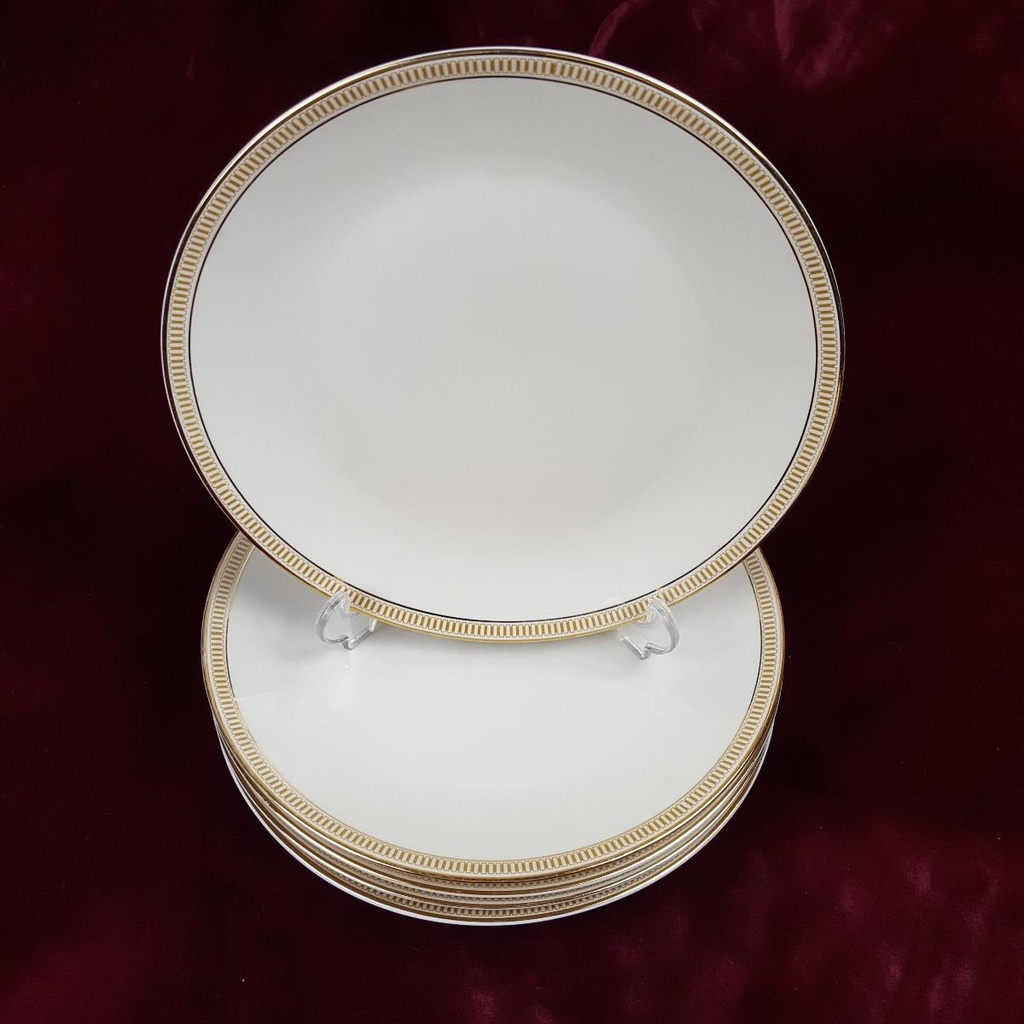 [2119206] 6er Set Kuchenteller Dessertteller Goldrand 19,7 cm Hutschenreuther Golddekor Elfenbein Beige gebraucht - gut Bild 2
