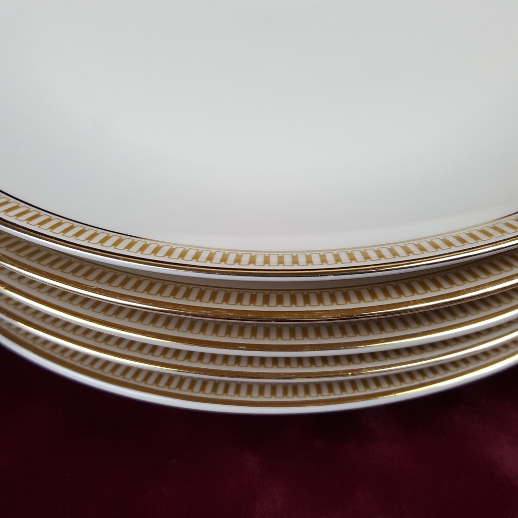 [2119206] 6er Set Kuchenteller Dessertteller Goldrand 19,7 cm Hutschenreuther Golddekor Elfenbein Beige gebraucht - gut Bild 4