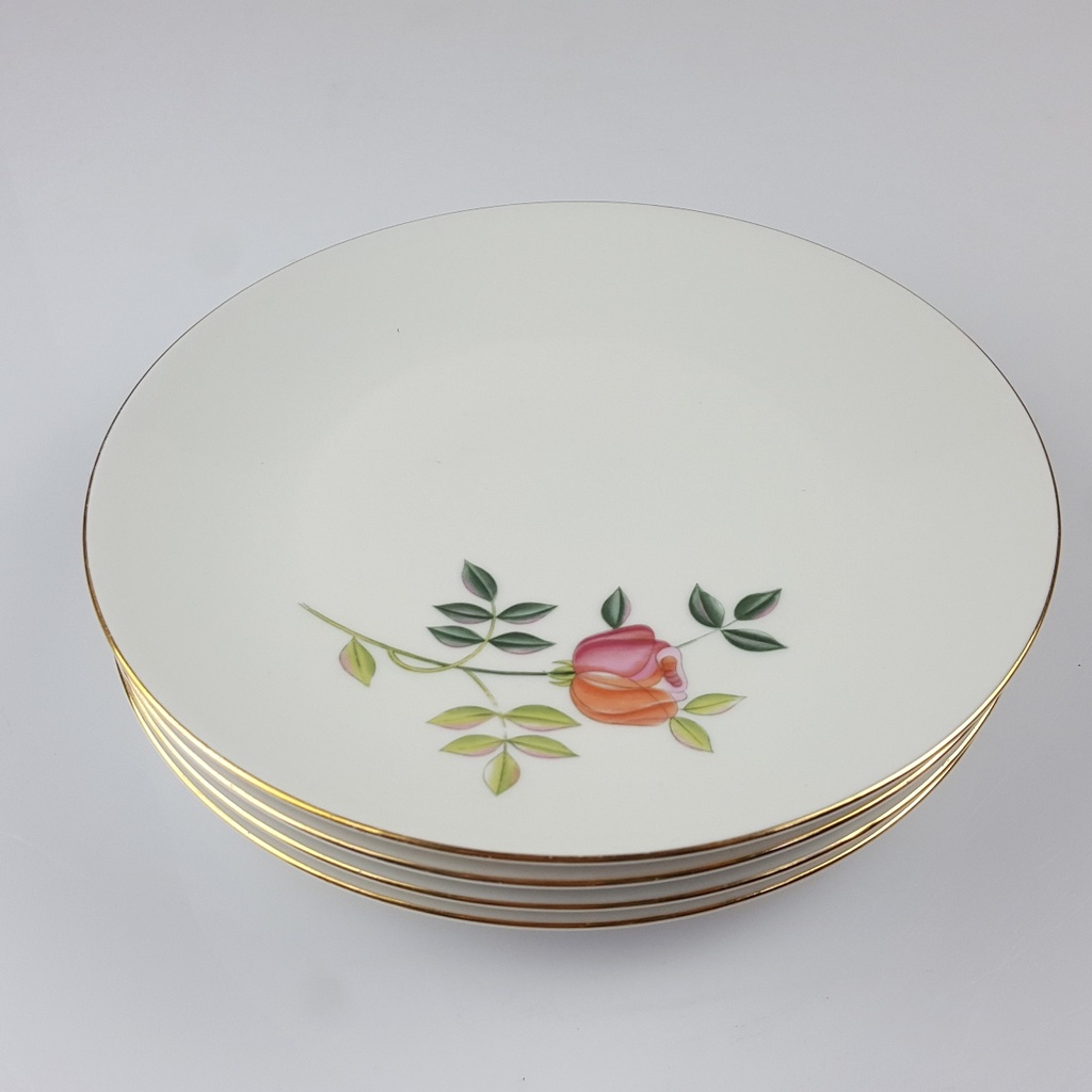 [2119207] 4er Set Kuchenteller Dessertteller Goldrand 19,8 cm Zeh Scherzer Blumendekor Blumen gebraucht - gut Bild 4
