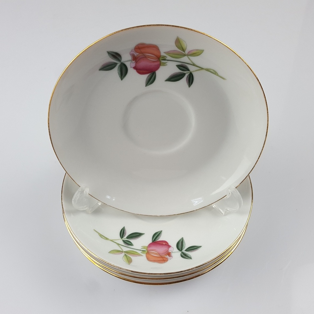 [2119208] 4er Set Untertasse Goldrand 14 cm Zeh Scherzer Blumendekor Blumen gebraucht - gut Bild 2