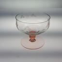 [458166063] Sektschale Eisschale Glasschale Traubenschliff Rosa Stiel Bild 2