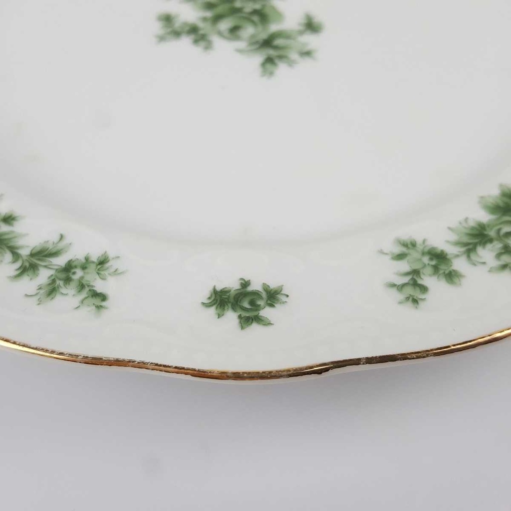 [458166069] Kuchenteller Dessertteller 19,4 cm Seltmann Weiden Wien Grüne Rose gebraucht - gut Bild 5