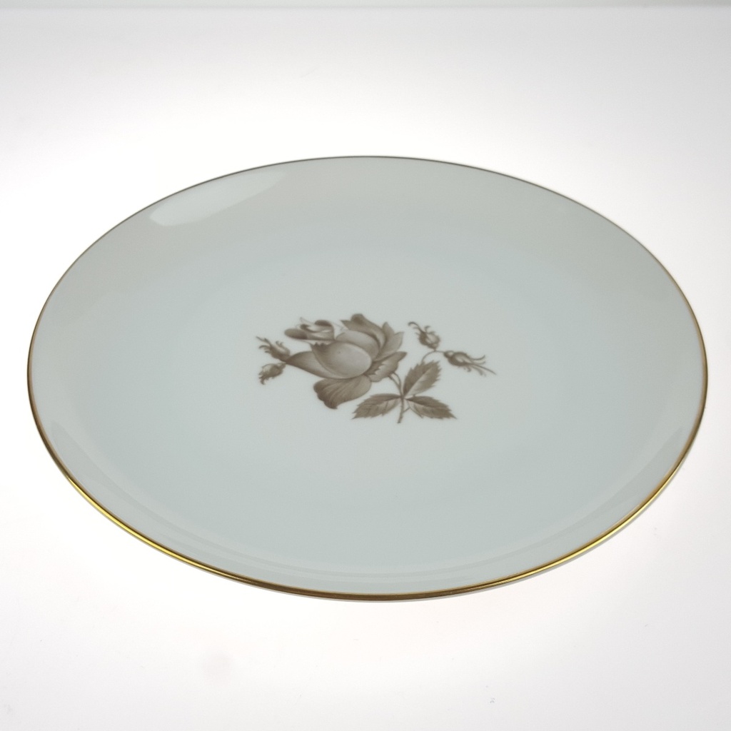 [458166070] Kuchenteller Dessertteller Goldrand 19,5 cm Königl. pr. Tettau Blumendekor grau Blumen gebraucht - gut Bild 2