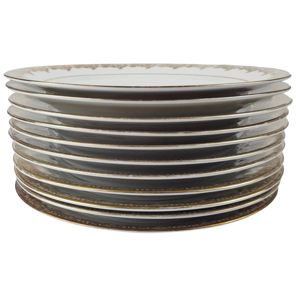 [2119218] 11er Set Kuchenteller Dessertteller Golddekor 19,4 cm Winterling Marktleuthen weiß gebraucht - gut Bild 2
