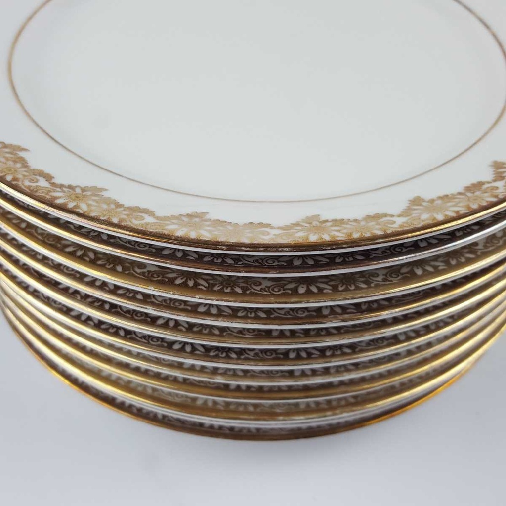 [2119218] 11er Set Kuchenteller Dessertteller Golddekor 19,4 cm Winterling Marktleuthen weiß gebraucht - gut Bild 3