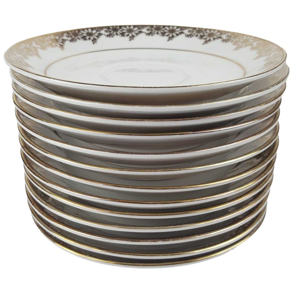 [2119219] 13er Set Untertasse Golddekor 14,1 cm Winterling Marktleuthen weiß gebraucht - gut Bild 2