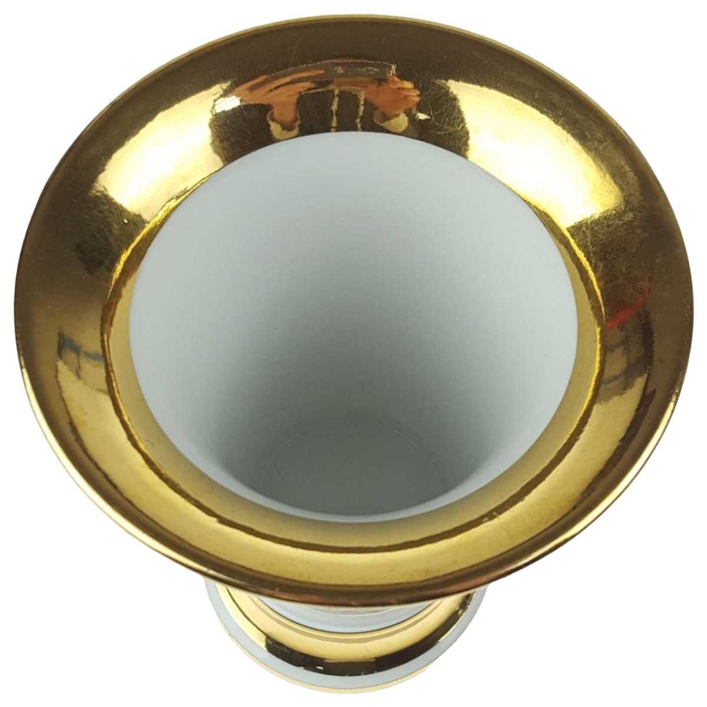 [458166208] Tischvase Vase Blumenvase Trichtervase Golddekor 13,7 cm Meissen Blumenmalerei gebraucht - gut Bild 2