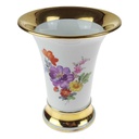 [458166208] Tischvase Vase Blumenvase Trichtervase Golddekor 13,7 cm Meissen Blumenmalerei gebraucht - gut Bild 3