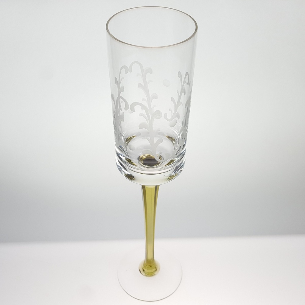[458166249] Sektglas Champagnerkelch groß grüner Stiel Transparent gebraucht - neuwertig Bild 2