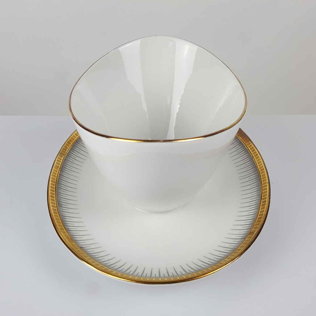 [458166260] Sauciere 1tlg Seltmann Weiden Form 25475 grau gold Dekor gebraucht - gut Bild 2