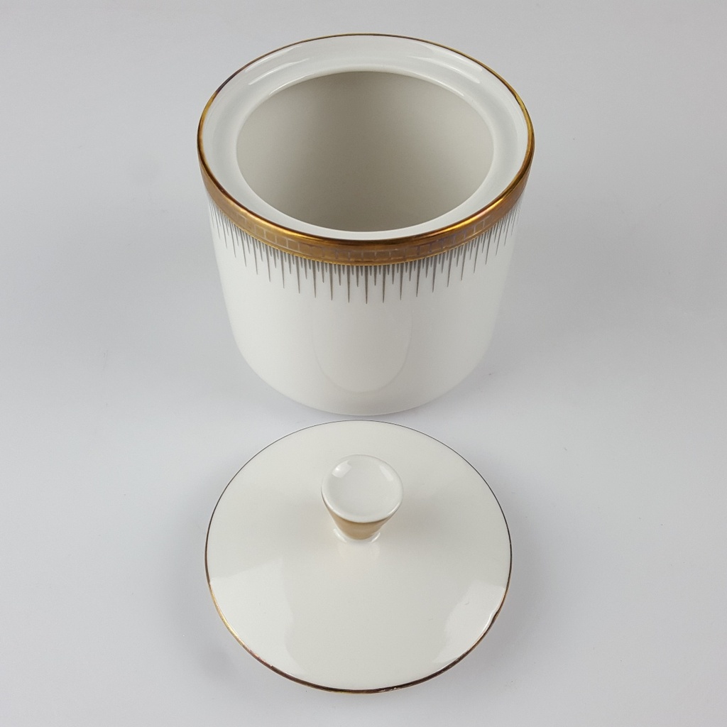 [458166261] Zuckerdose Seltmann Weiden Form 25475 grau gold Dekor gebraucht - gut Bild 2