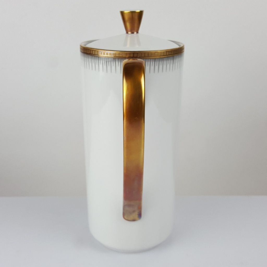 [458166263] Kaffeekanne 1,35 L Seltmann Weiden Form 25475 grau gold Dekor gebraucht - gut Bild 4