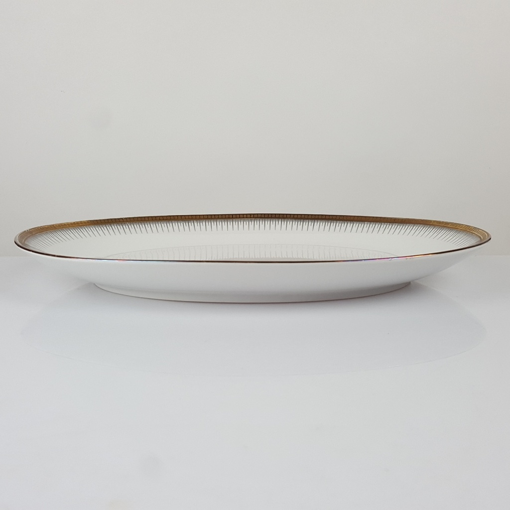 [458166265] Servierplatte Fleischplatte 31,3x21,3 cm Seltmann Weiden Form 25475 grau gold Dekor gebraucht - gut Bild 2