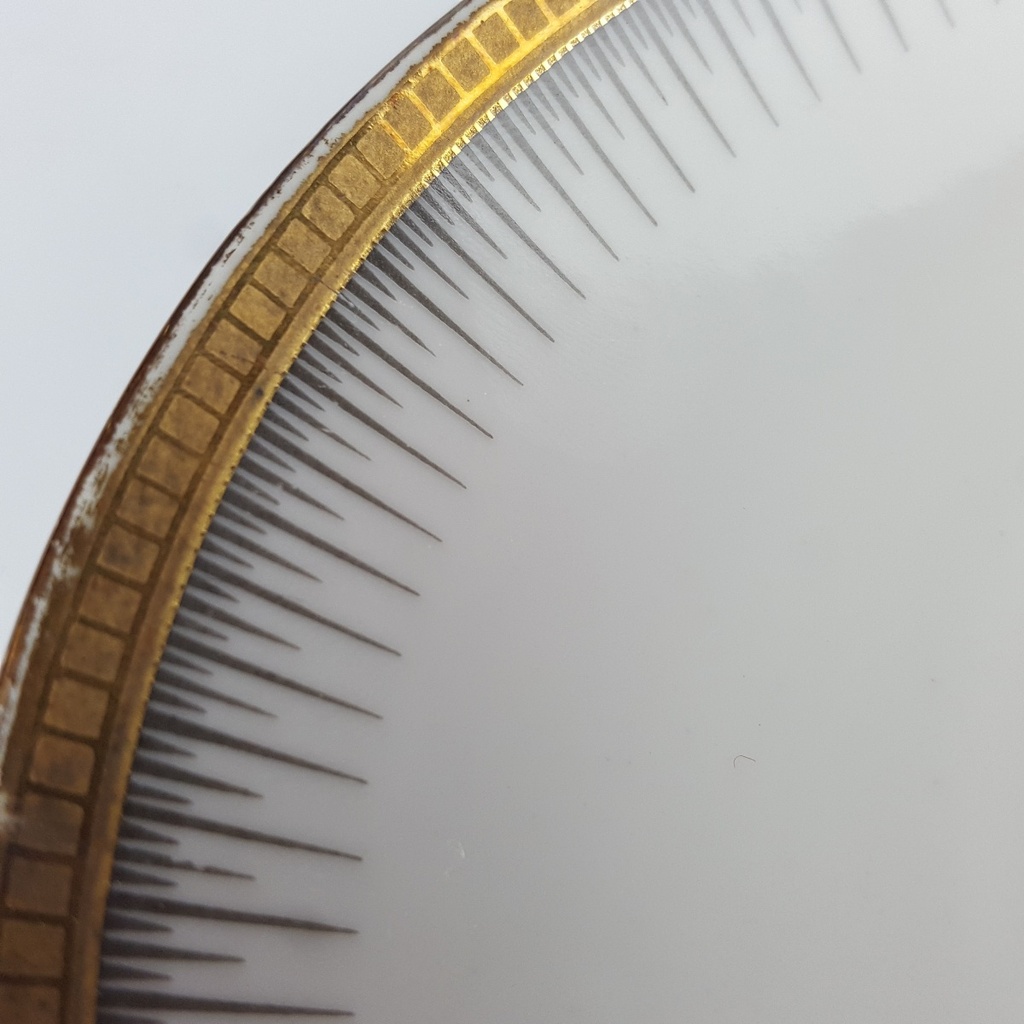 [458166265] Servierplatte Fleischplatte 31,3x21,3 cm Seltmann Weiden Form 25475 grau gold Dekor gebraucht - gut Bild 3