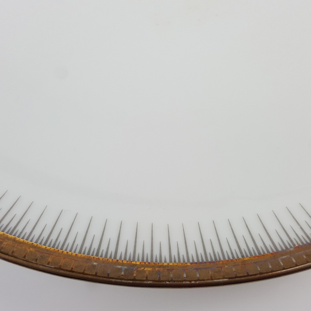 [458166272] Tortenplatte Seltmann Weiden Form 25475 grau gold Dekor gebraucht - gut Bild 2