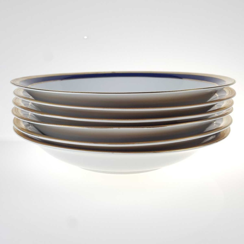 [2119227] 6er Set Suppenteller 22 cm Winterling Kirchenlamitz Echt Kobalt Scharffeuer gebraucht - gut Bild 3