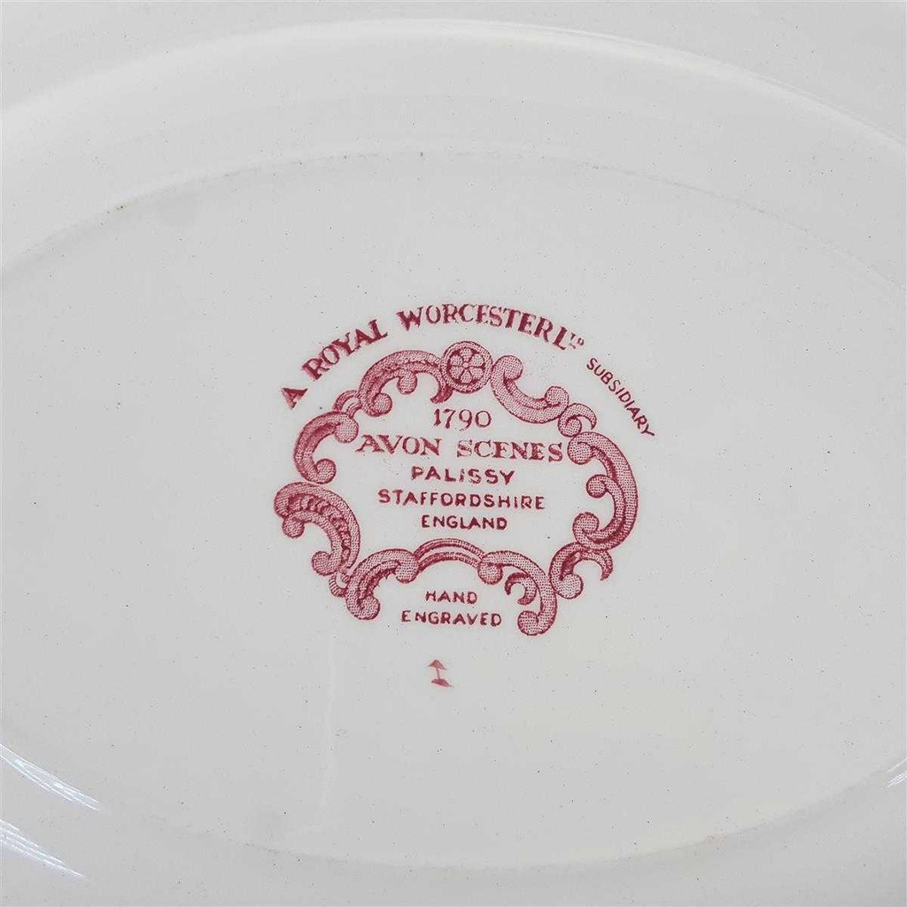 [458166330] Speiseplatte groß mittelgroß 30x23,5 cm Palissy Avon Scenes Rot gebraucht - sehr gut Bild 3