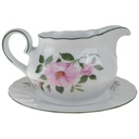 [458166333] Sauciere mit Teller 2tlg 0,45 L Winterling Kirchenlamitz Wildrose Hibiskus gebraucht - gut Bild 2