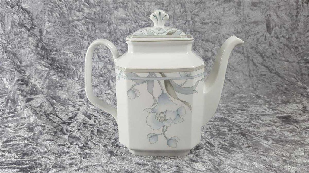 [45816639] Kaffeekanne Kanne 1,5 L Arabella Atelier Blumendekor blau grau Blumen gebraucht - gut Bild 3