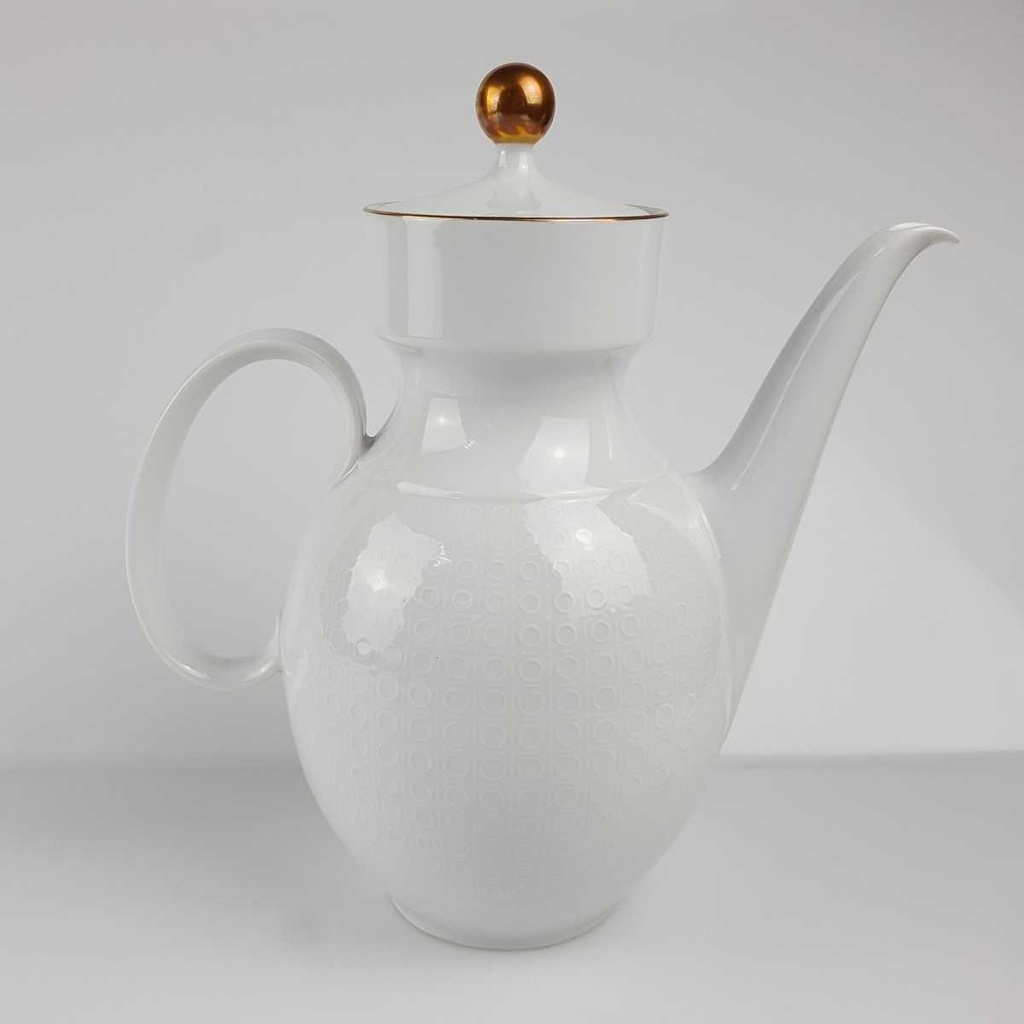 [458166563] Kaffeekanne Goldrand 1,3 L AK Kaiser Porzellan Form 40 Reliefdekor gebraucht - gut Bild 3