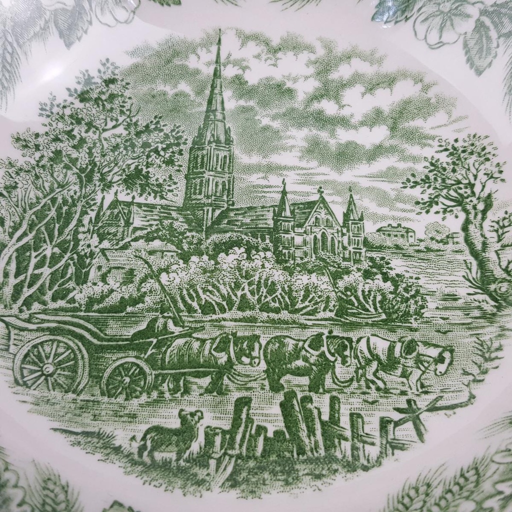 [458166574] Servierschale Servierschüssel mit Stempel 19 cm Broadhurst Staffordshire Ironstone England Grün gebraucht - gut Bild 4