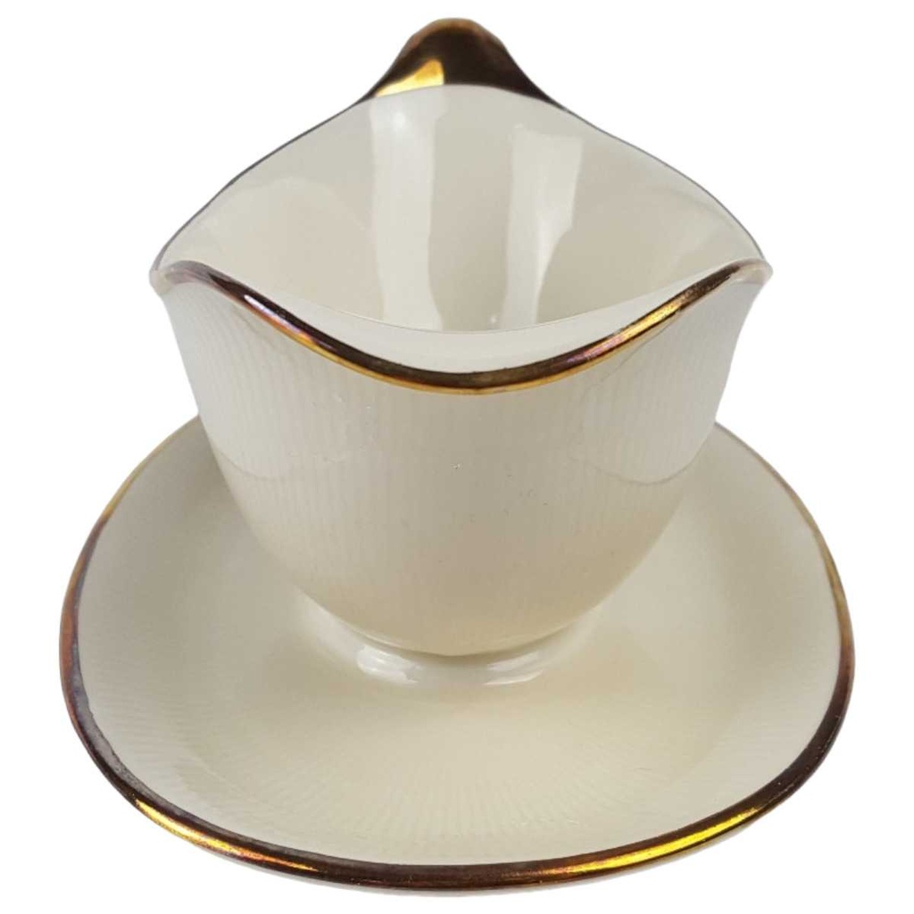 [458166597] Sauciere Goldrand 1tlg Schumann Bavaria geriffelt elfenbein Beige gebraucht - gut Bild 2