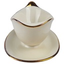 [458166597] Sauciere Goldrand 1tlg Schumann Bavaria geriffelt elfenbein Beige gebraucht - gut Bild 2