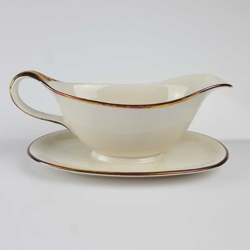 [458166597] Sauciere Goldrand 1tlg Schumann Bavaria geriffelt elfenbein Beige gebraucht - gut Bild 3