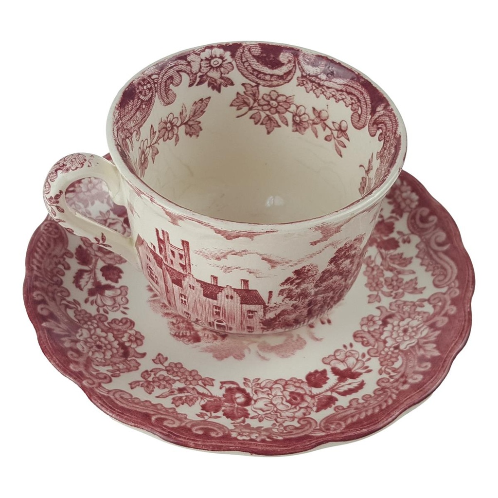 [458166618] Kaffeetasse mit Untertasse Palissy Avon Scenes Rot Bild 3