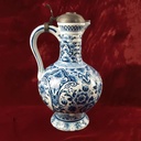 [458166651] Krug 33 cm Henkelkrug mit Zinndeckel Delft Keramik Blumendekor blau Bild 3