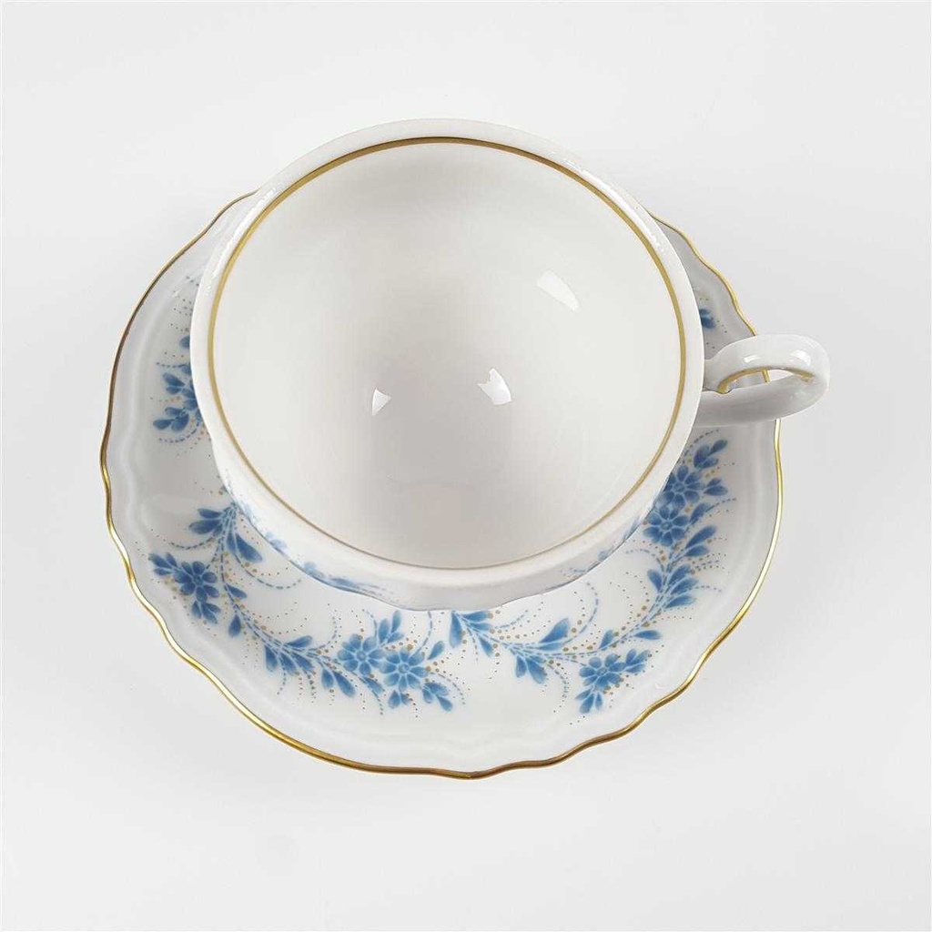 [458166652] Mokkatasse mit Untertasse Sammeltasse Goldrand 2tlg Weimar Porzellan Blumendekor Blau Blumen gebraucht - sehr gut Bild 3