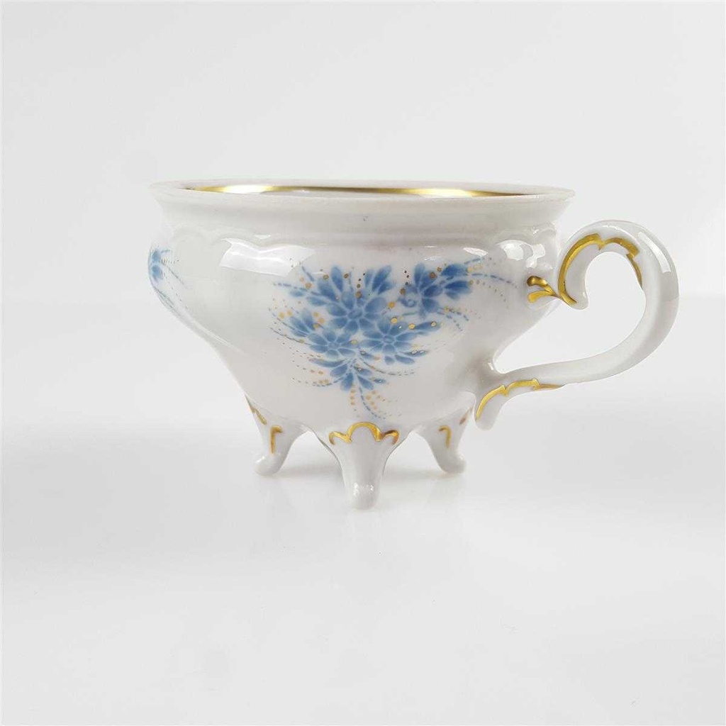 [458166652] Mokkatasse mit Untertasse Sammeltasse Goldrand 2tlg Weimar Porzellan Blumendekor Blau Blumen gebraucht - sehr gut Bild 6