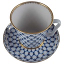 [458166658] Kaffeebecher mit Untertasse 2tlg Lomonosov Porzellan Kobaltnetz Gold gebraucht - neuwertig Bild 2