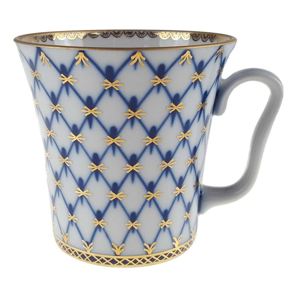 [458166658] Kaffeebecher mit Untertasse 2tlg Lomonosov Porzellan Kobaltnetz Gold gebraucht - neuwertig Bild 4