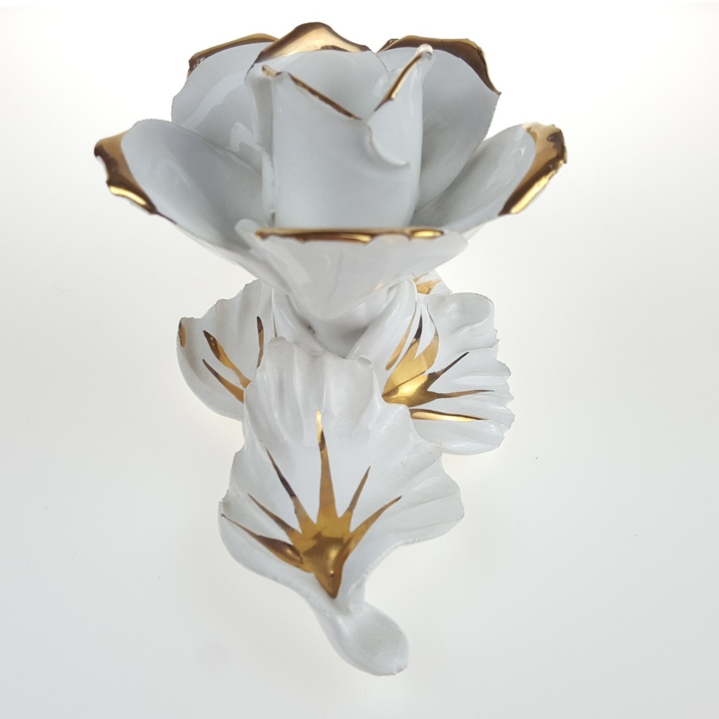 [458166817] Kerzenhalter 8 cm Rose Porzellan Deko weiß gold Bild 7