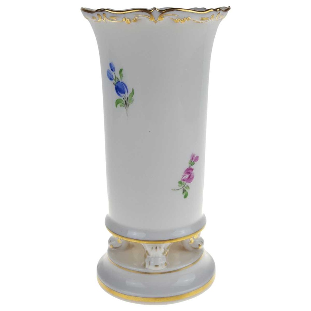[458166818] Vase auf Tatzen 14,5 cm Meissen Blumenbouquet Bunt Gold II. Wahl gebraucht - sehr gut Bild 2