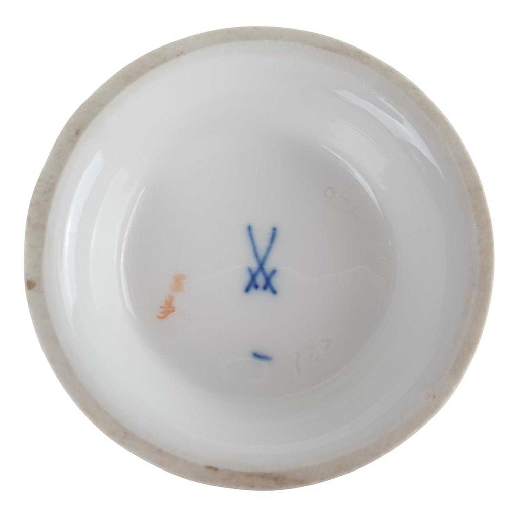 [458166818] Vase auf Tatzen 14,5 cm Meissen Blumenbouquet Bunt Gold II. Wahl gebraucht - sehr gut Bild 4