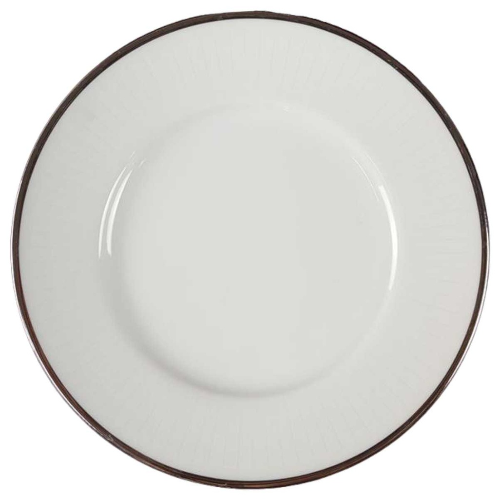 [45816688] Kuchenteller Dessertteller Frühstücksteller 19,2 cm Winterling Kirchenlamitz weiß mit Silberrand und Rillen gebraucht - gut Bild 2