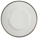 [45816688] Kuchenteller Dessertteller Frühstücksteller 19,2 cm Winterling Kirchenlamitz weiß mit Silberrand und Rillen gebraucht - gut Bild 2
