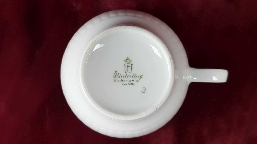 [45816693] Kaffeetasse Tasse Winterling Kirchenlamitz weiß mit Silberrand und Rillen gebraucht - gut Bild 5