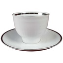 [45816694] Kaffeetasse mit Untertasse Tasse Winterling Kirchenlamitz weiß Silberrand und Rillen gebraucht - akzeptabel Bild 2